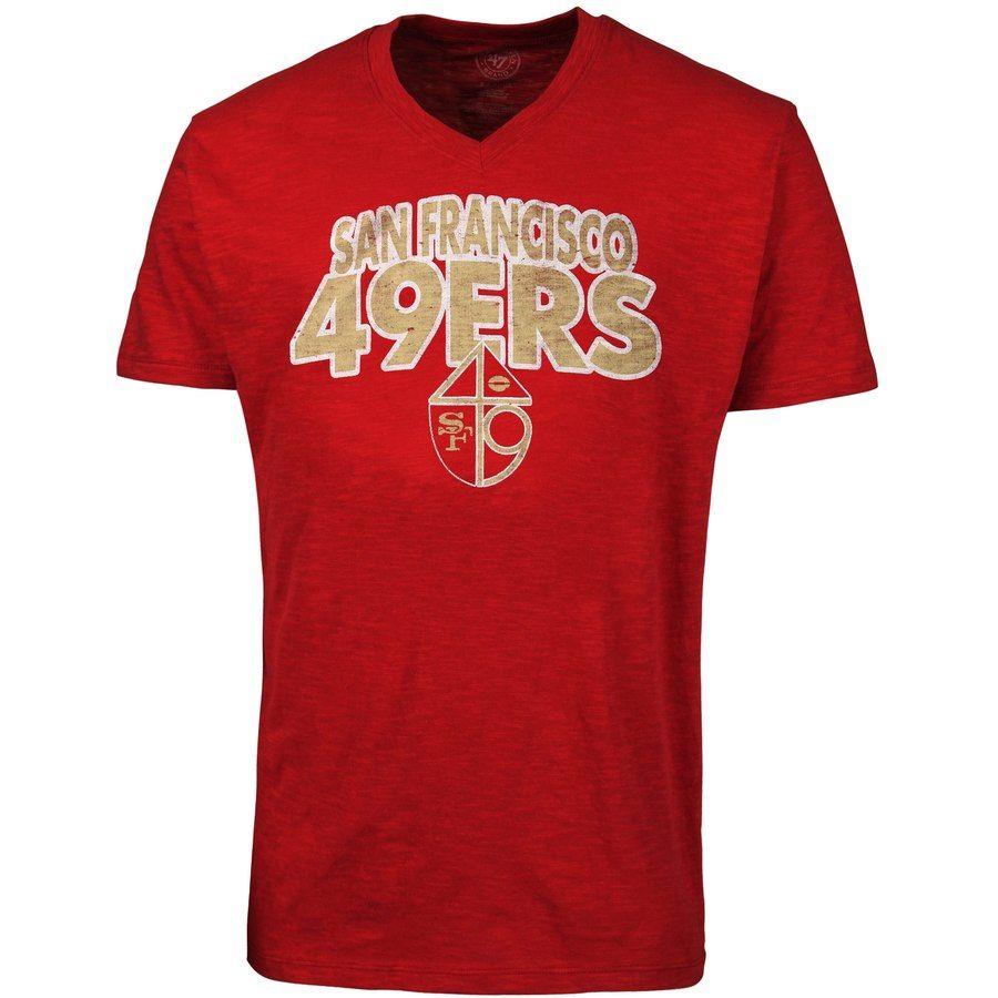 Stacked V Logo - San Francisco 49ers '47 Brand Stacked Logo V-Neck T-Shirt - Scarlet