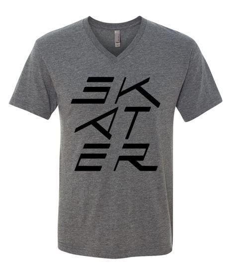 Stacked V Logo - Grey V-Neck Stacked New Logo T-Shirt | Skater Powerboats Apparel Store