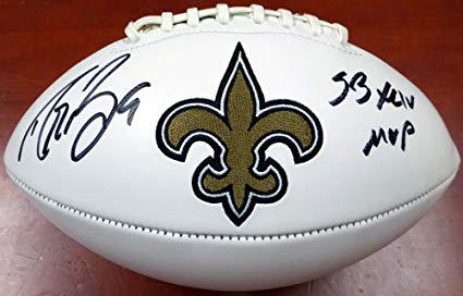 XLIV Logo - Drew Brees Autographed New Orleans Saints White Logo FootballSB