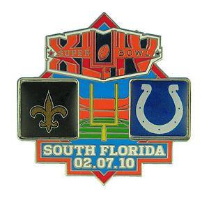 XLIV Logo - Super Bowl XLIV Dueling Logo Pin Orleans Saints vs