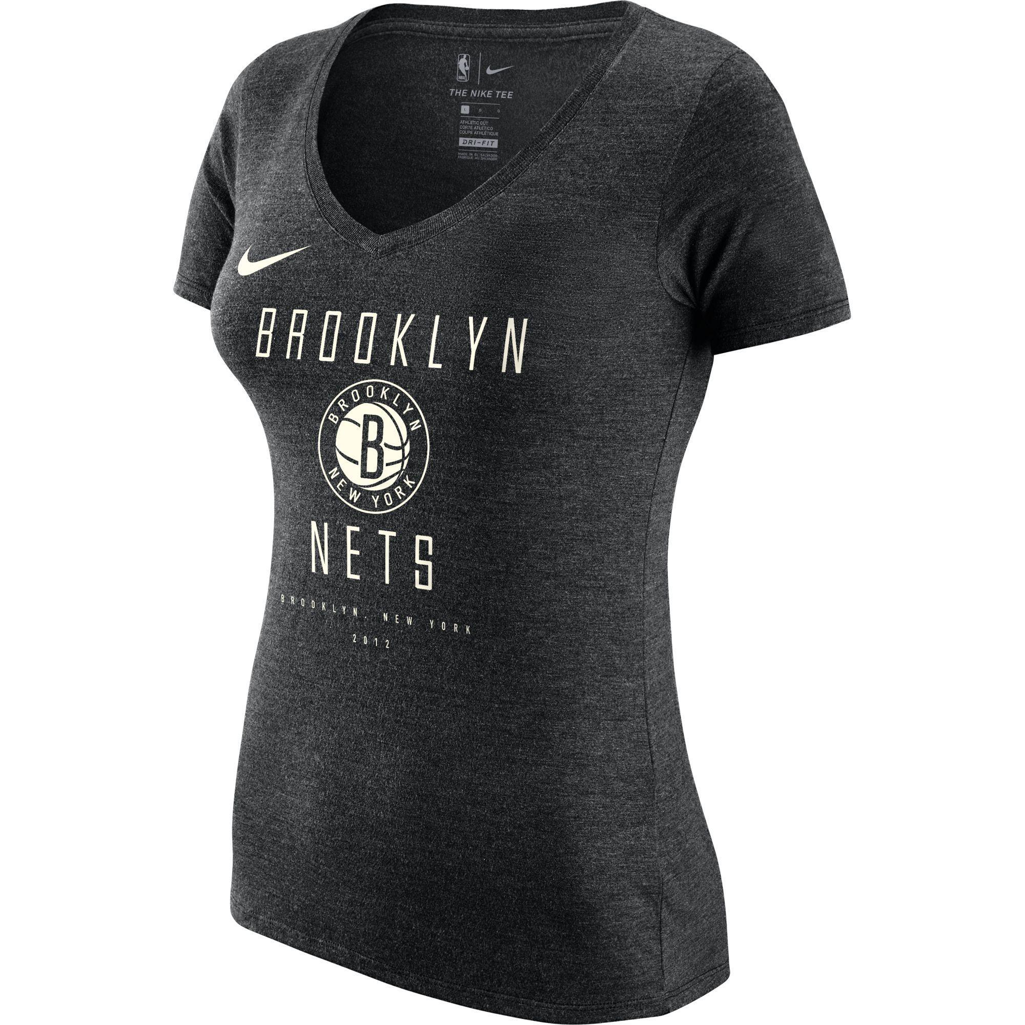 Stacked V Logo - Brooklyn Nets Women'S Nike Stacked Primary Logo V Neck Tee