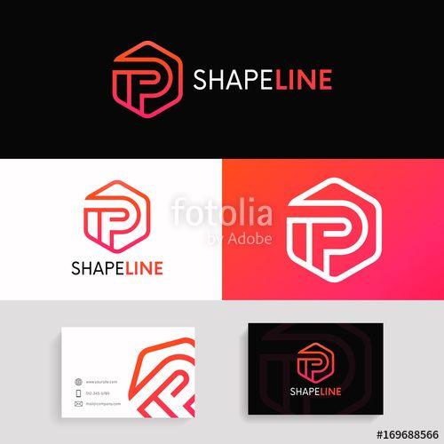 Maroon P Logo - Simple P letter hexagon logo sign linear icon vector design.