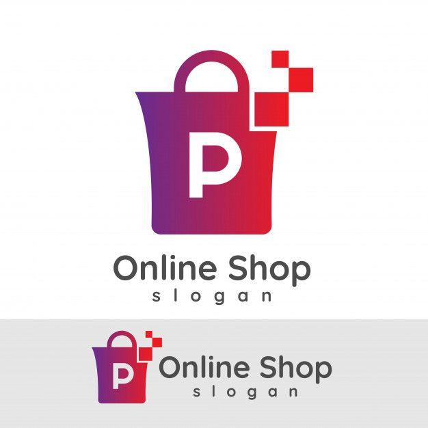 Maroon P Logo - Online shopping initial letter p logo design Vector | Premium Download