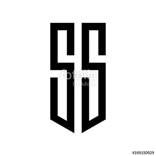 Black SS Logo - initial letters logo ss black monogram pentagon shield shape Stock