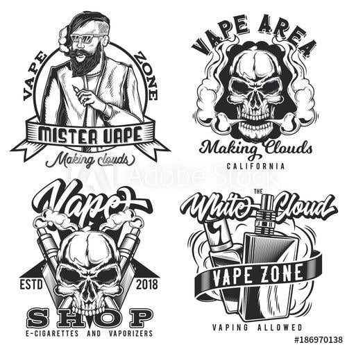 Vintage Vape Logo - Set of vintage vape emblems, labels, badges, logos. Isolated