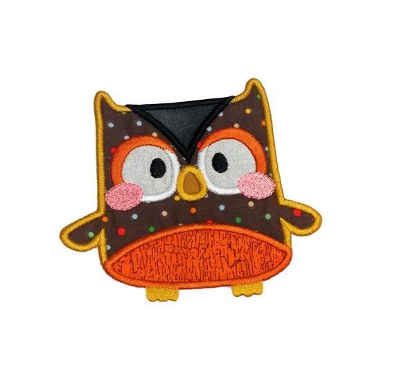 Orange Boxy R Logo - Burnt orange and brown boxy owl machine embroidered heat press patch ...