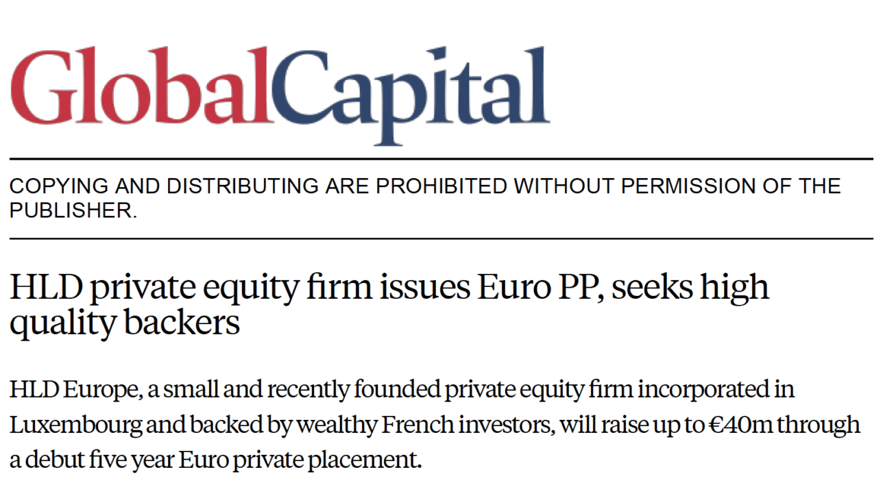 HLD Initials Logo - HLD private equity firm issues Euro PP, seeks high quality backers