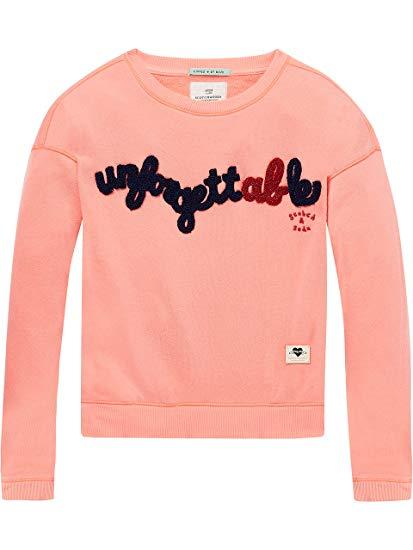 Orange Boxy R Logo - Scotch & Soda Girl's Boxy Crew Neck Sweat with Special Washing and ...