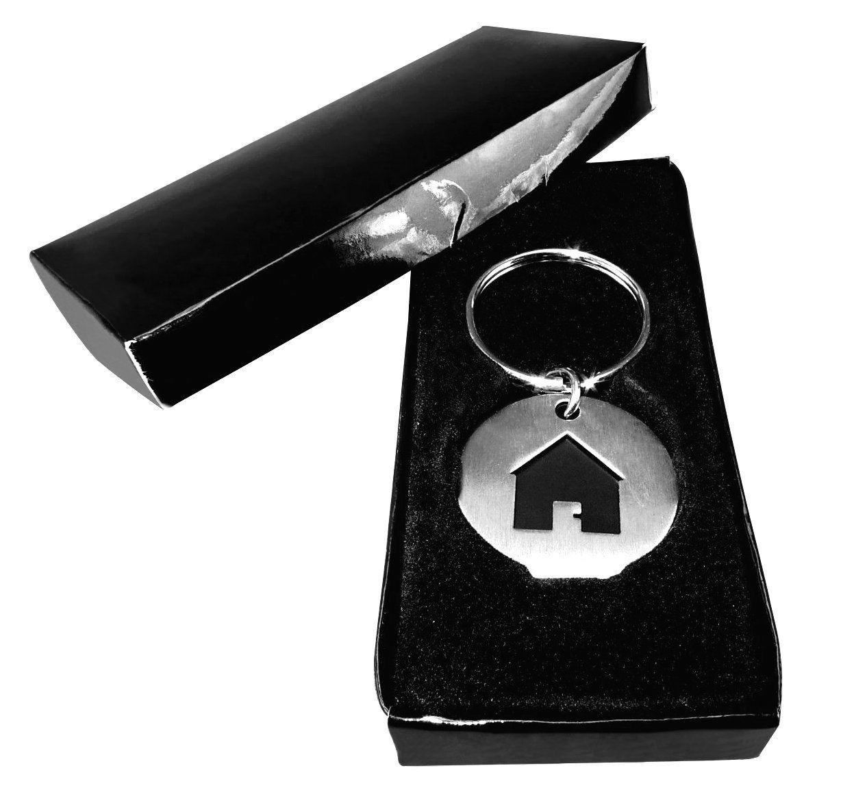 HLD Initials Logo - Silver Toned Key Ring Shape Cutout Front, Engraveable