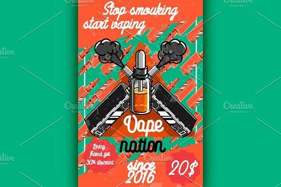 Vintage Vape Logo - Vintage Vape, E Cigarette Poster Illustrations Creative Market