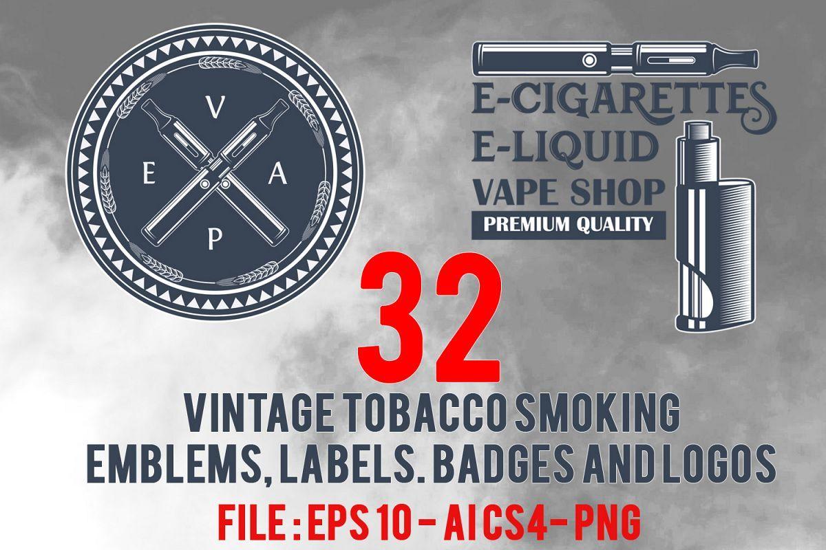 Vintage Vape Logo - vintage tobacco smoking emblems, labels. badges and logos