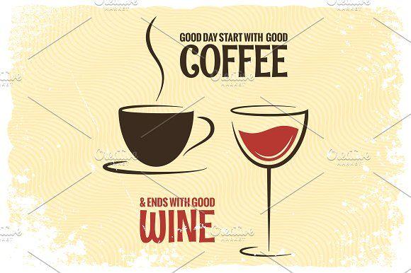 Red and Yellow Coffee Logo - coffee and wine logo design vintage ~ Logo Templates ~ Creative Market