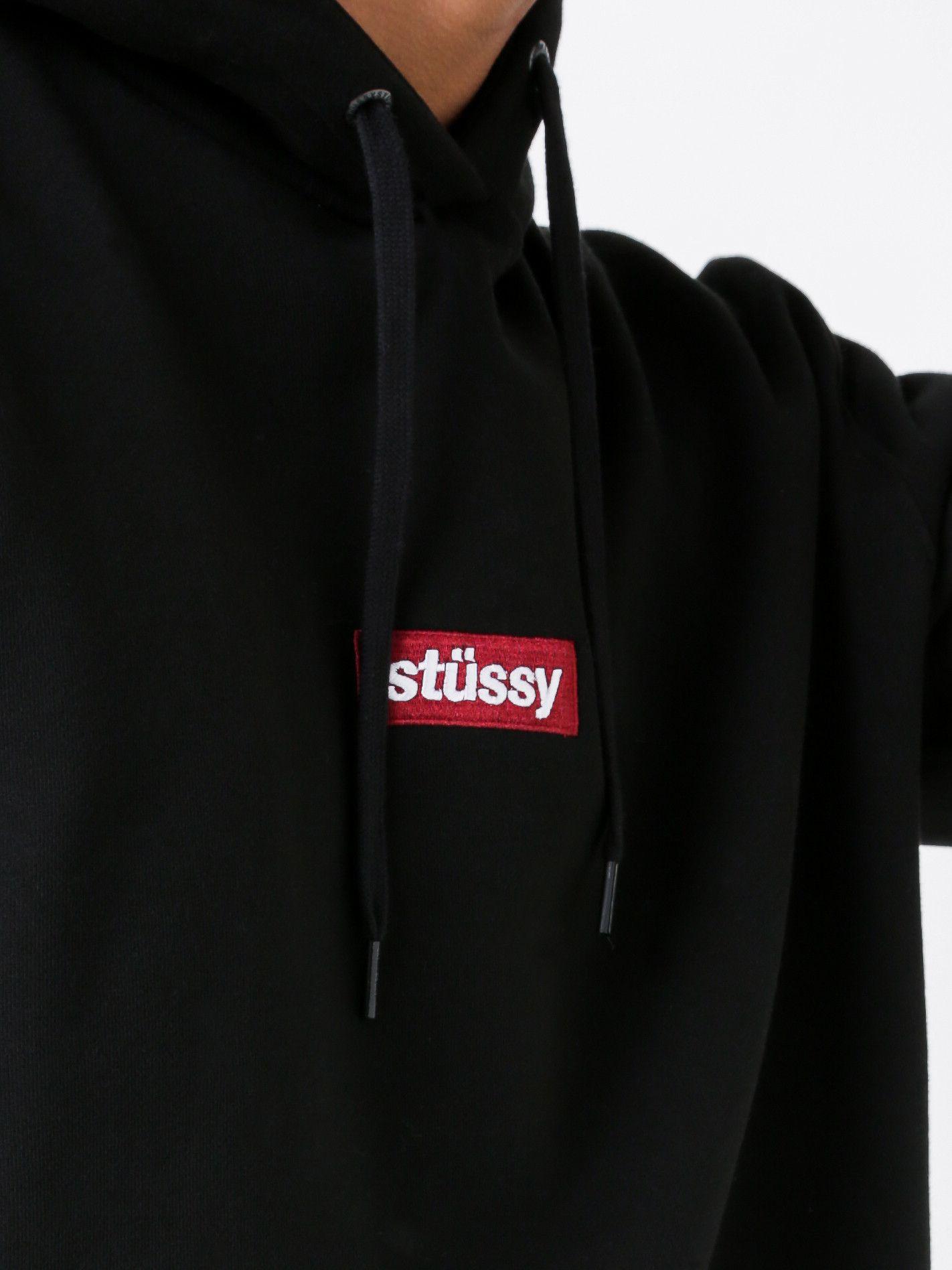 Stussy Box Logo - Stussy Italic Box Hoodie in Black