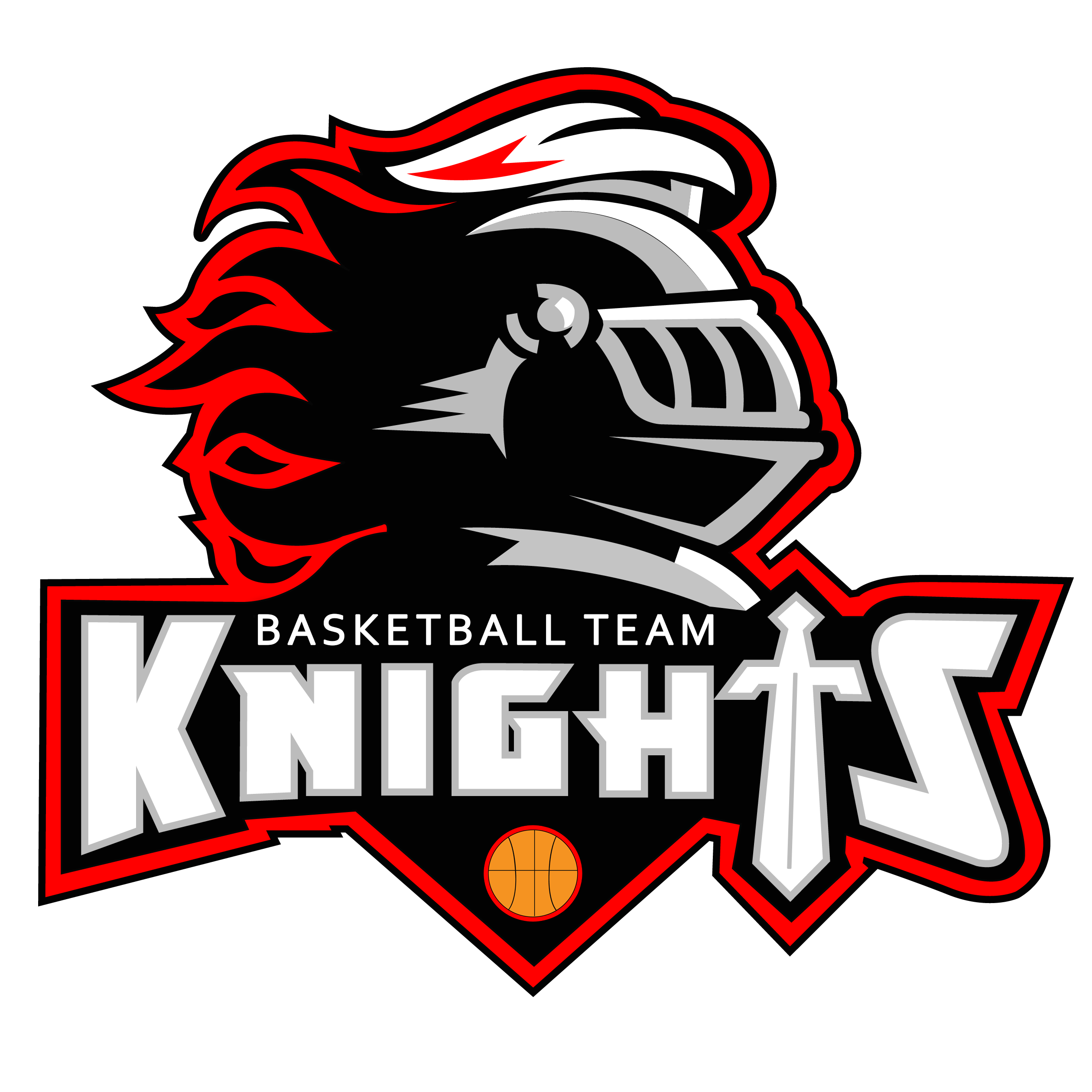Red and Black Knights Basketball Logo - Knight Logos