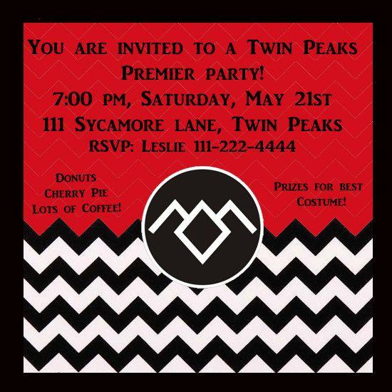 Red and White Peaks Logo - Twin Peaks Party Invitation, Twin Peaks Premier Party Invitation ...