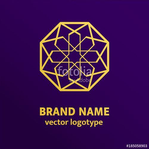 Gold Flower Company Logo - Arabic logo. Islamic vector logotype. Golden flower design. Luxury ...