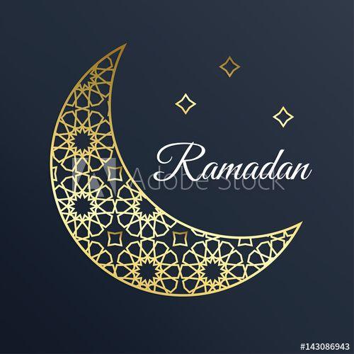 Golden Arabic Logo - Golden Arabic ornamental moon with stars. Ramadan card. this