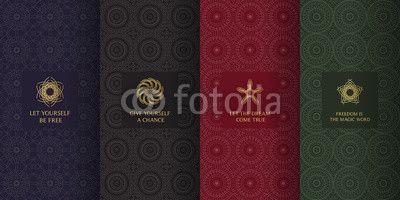 Golden Arabic Logo - Collection of dark background and golden elements. Set of labels