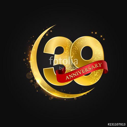 Golden Arabic Logo - anniversary, aniversary, 39 years anniversary celebration logotype