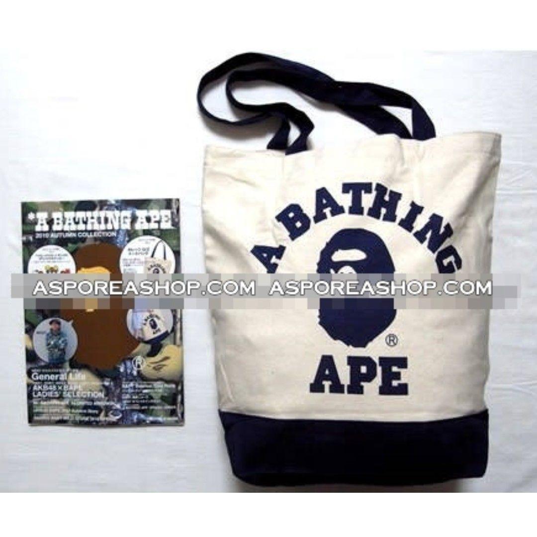 Canvas Magazine Logo - Instock A BATHING APE BAPE Blue Ape College Logo on Natural Canvas