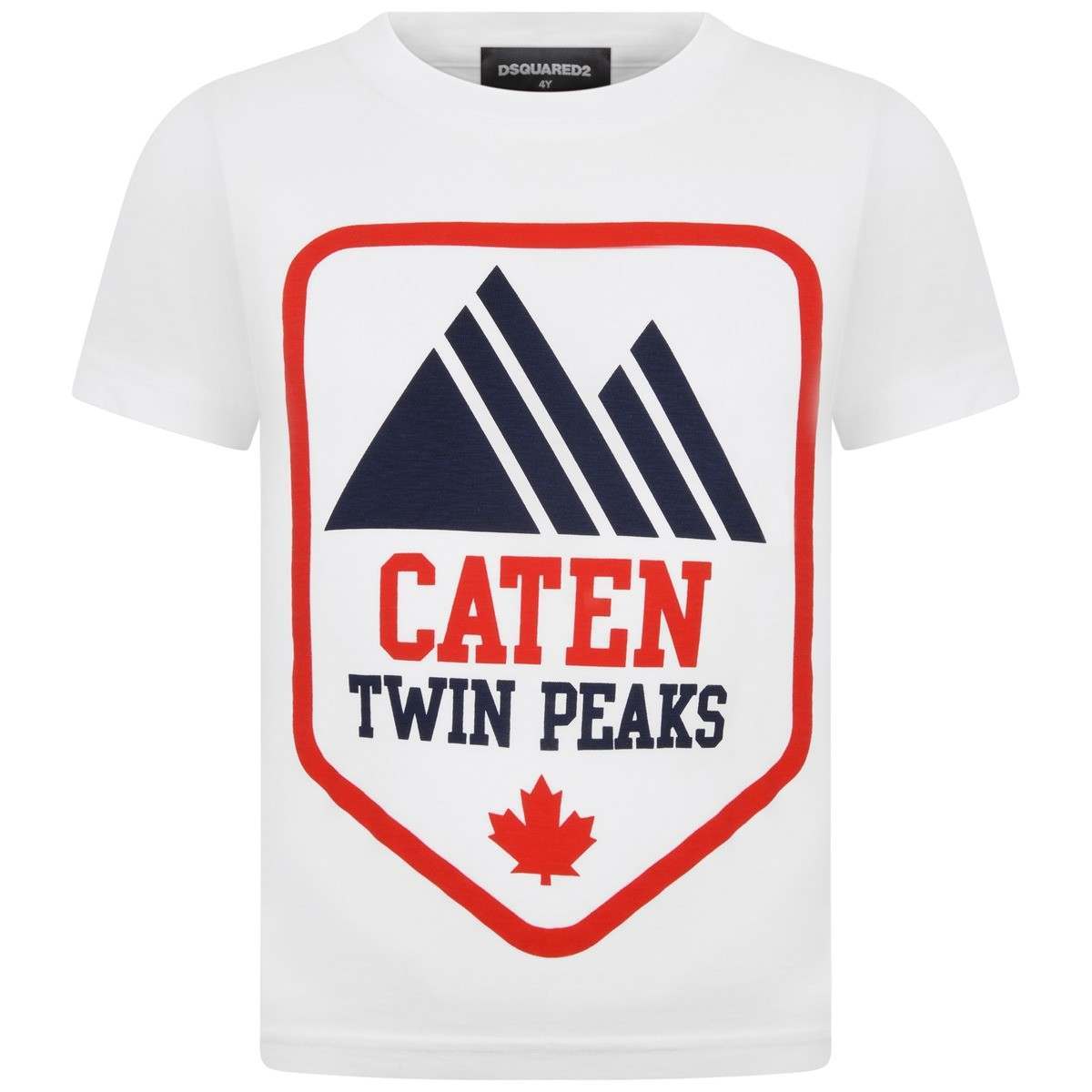 Red and White Peaks Logo - Dsquared² Boys White Caten Twin Peaks Top - Boy