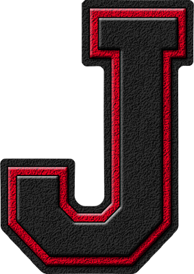 Red J Logo - Presentation Alphabet Set: Black & Cardinal Red Varsity Letter J ...