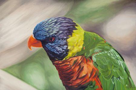 Blue Green Bird Logo - parrot – Linda Richter, painter