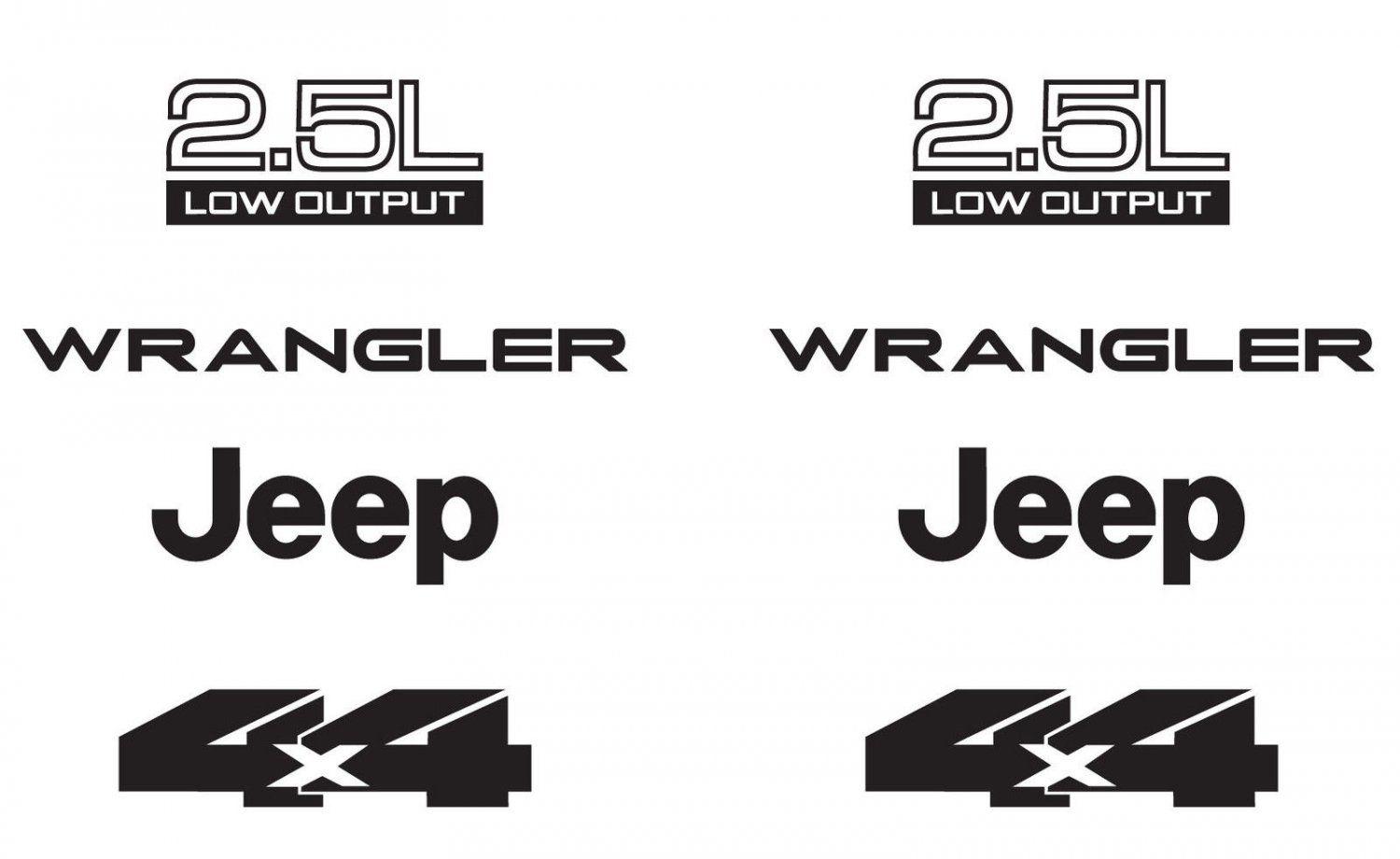Jeep Wrangler 4x4 Logo - Jeep Wrangler 2.5L 2.5 L 4x4 Refresh Vinyl Decal Set