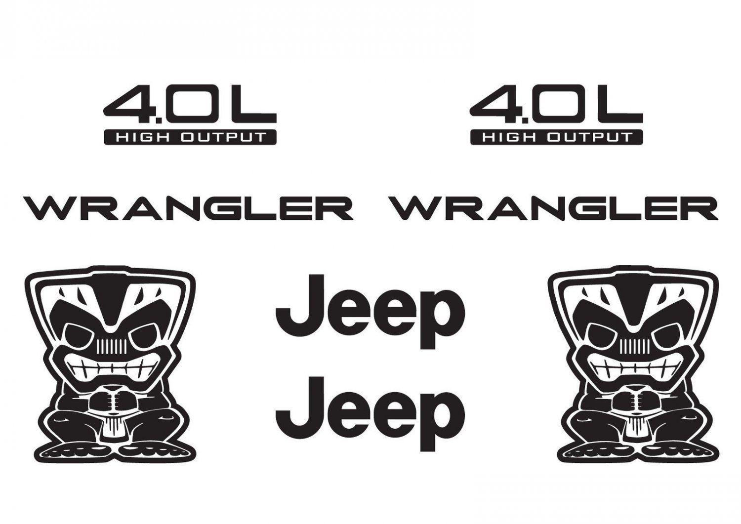 Jeep Wrangler 4x4 Logo - Jeep Wrangler Tiki Bob Refresh Kit Vinyl Sticker Decal 4x4 TJ YJ JK