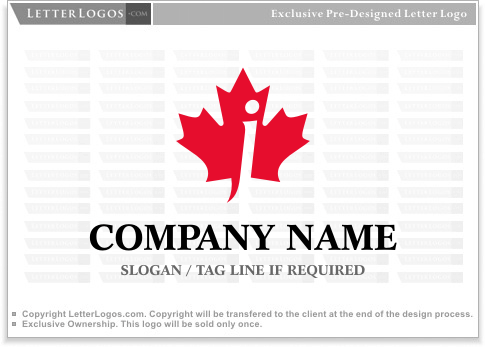 Red Canadian Leaf Logo - Canadian Flag J Logo ( letter-j-logo-7 )
