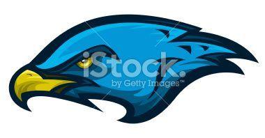 Blue Hawk Head Logo - A mascot style graphic of a hawk head. Can easily be simplified to a ...