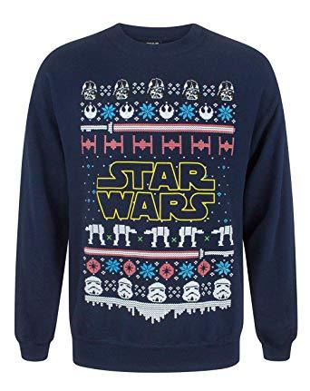 Amazon Christmas Logo - Star Wars Logo Christmas Sweatshirt: Amazon.co.uk: Clothing