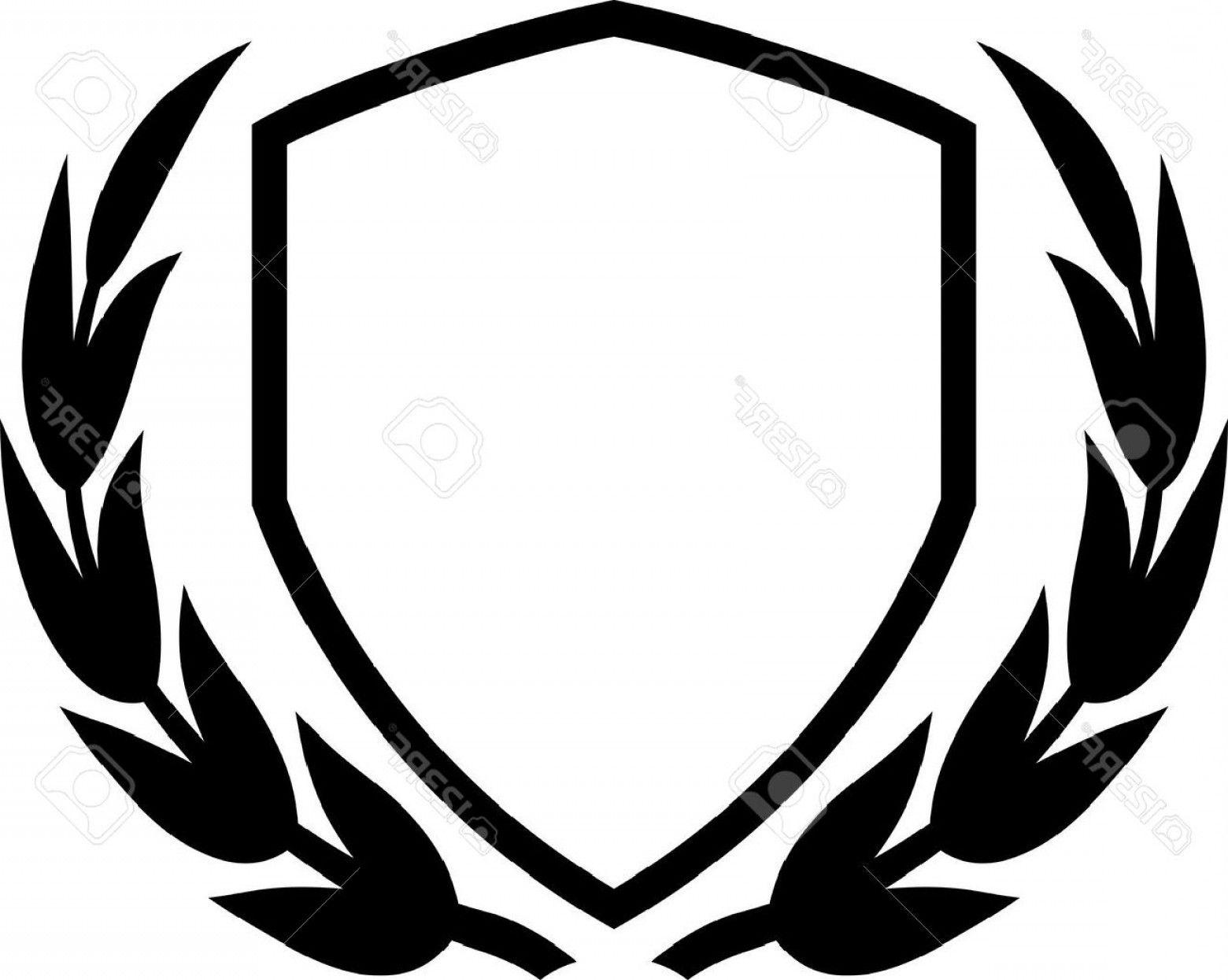 Black and White Shield Logo - Photovector Shield And Laurel Wreath Isolated On White | SHOPATCLOTH