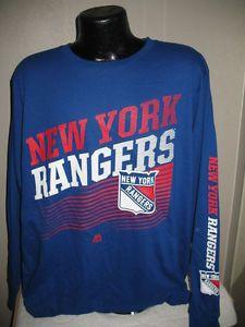 Blue Slash Logo - NHL New York Rangers Long Racer Sleeve T Shirt Mens Size Nwt Blue ...