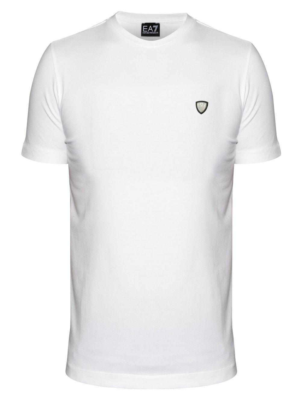 Black and White Shield Logo - EA7 White Shield Logo T Shirt