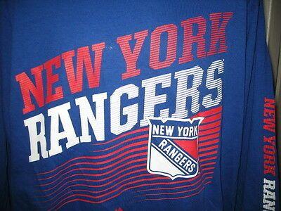 Blue Slash Logo - NHL NEW YORK Rangers Long Racer Sleeve T Shirt Mens Size Nwt Blue