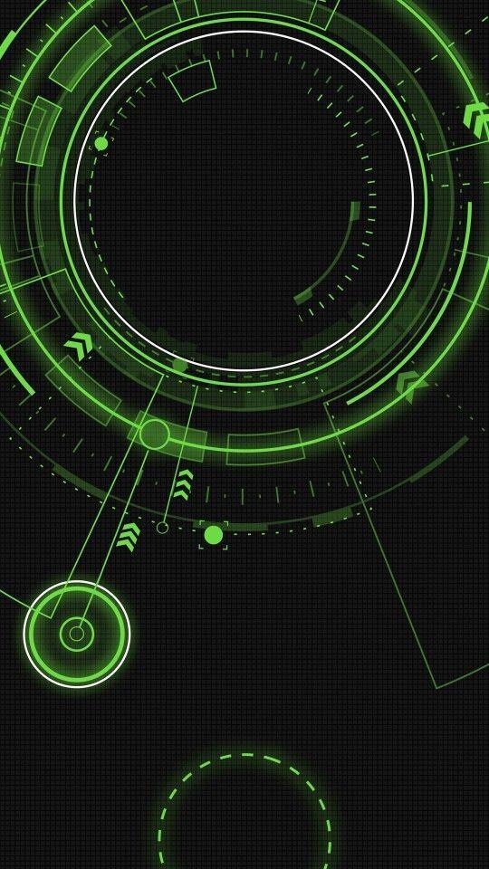 Black and Green Circular Logo - Green circles tech arrows black wallpaper background smartphone ...