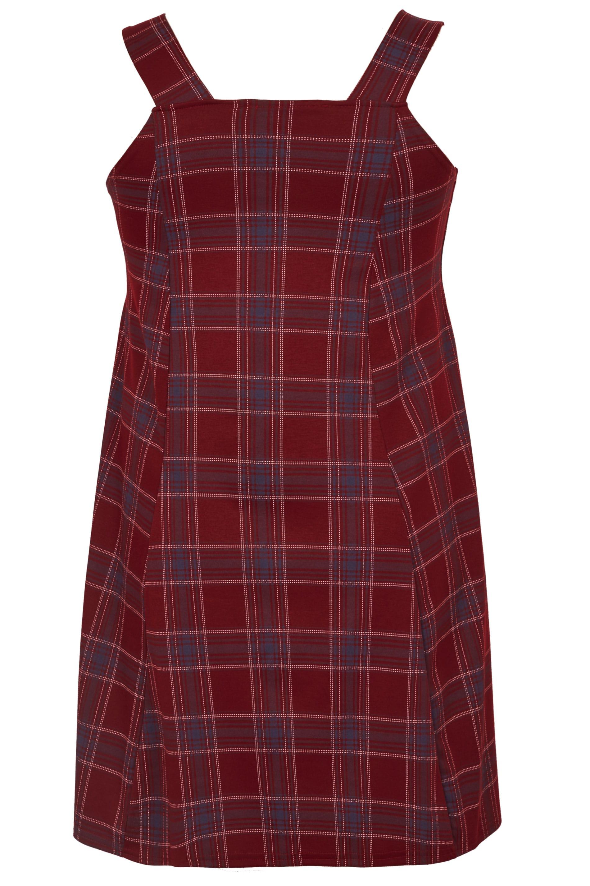 Red Check Clothing Logo - LIMITED COLLECTION Red Check Button Pinafore Dress. Plus size 16 to