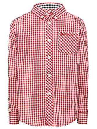 Red Check Clothing Logo - Ben Sherman Boys 100% Cotton Red Gingham Check Button Font Logo
