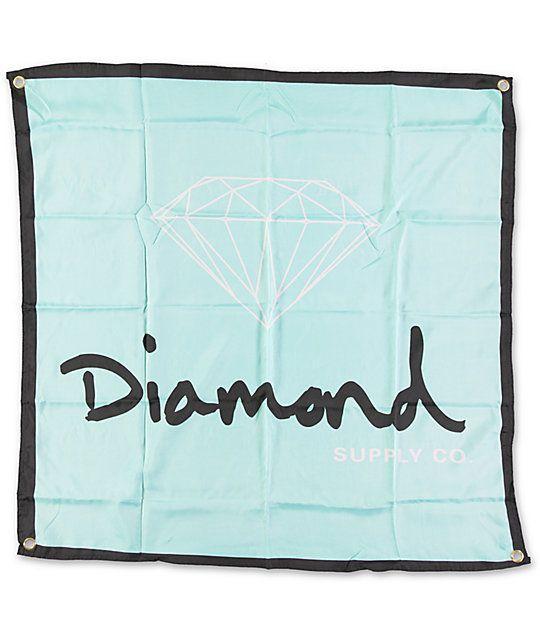 Teal Diamond Supply Co Logo - Diamond Supply Co OG Logo Diamond Blue & Black Banner | Zumiez