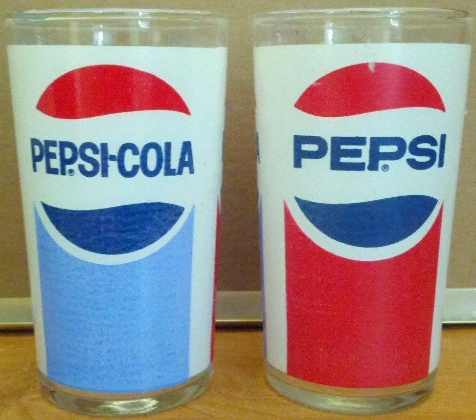 Blue Pepsi Cola Logo - Two Classic Pepsi Cola Drinking Glasses Red White Blue Logo 12oz ...