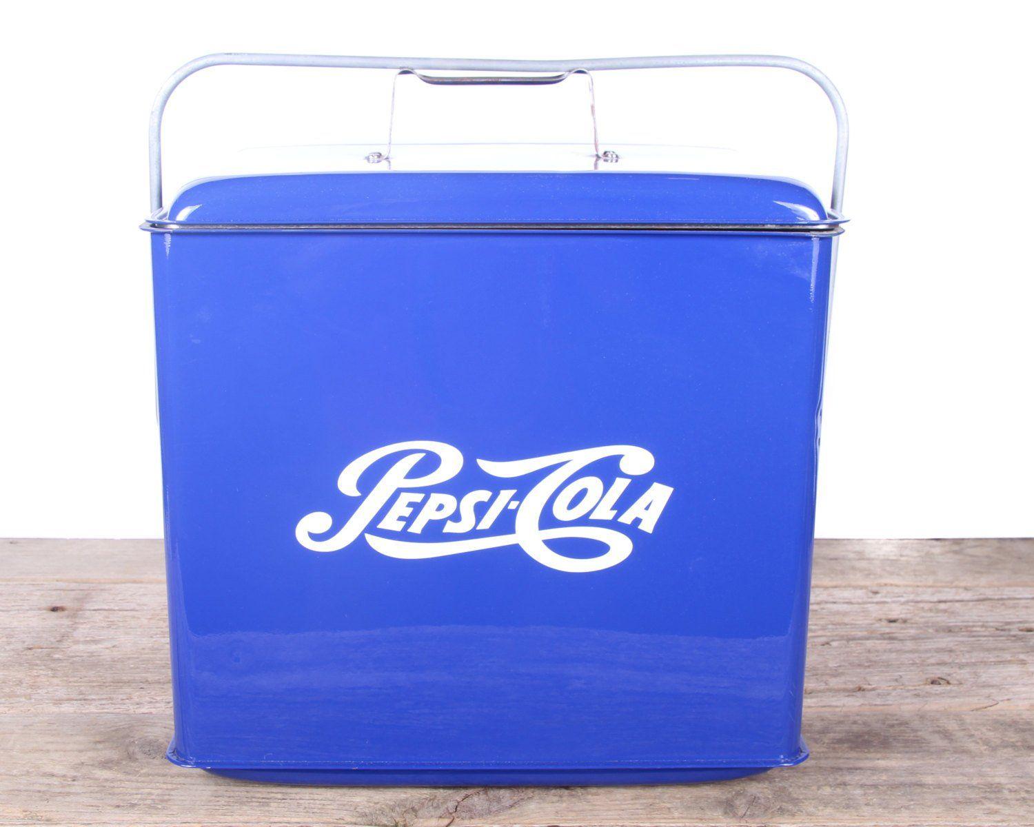 Blue Pepsi Cola Logo - Antique Pepsi Cooler / Blue Pepsi Ice Chest / Vintage Pepsi-Cola ...