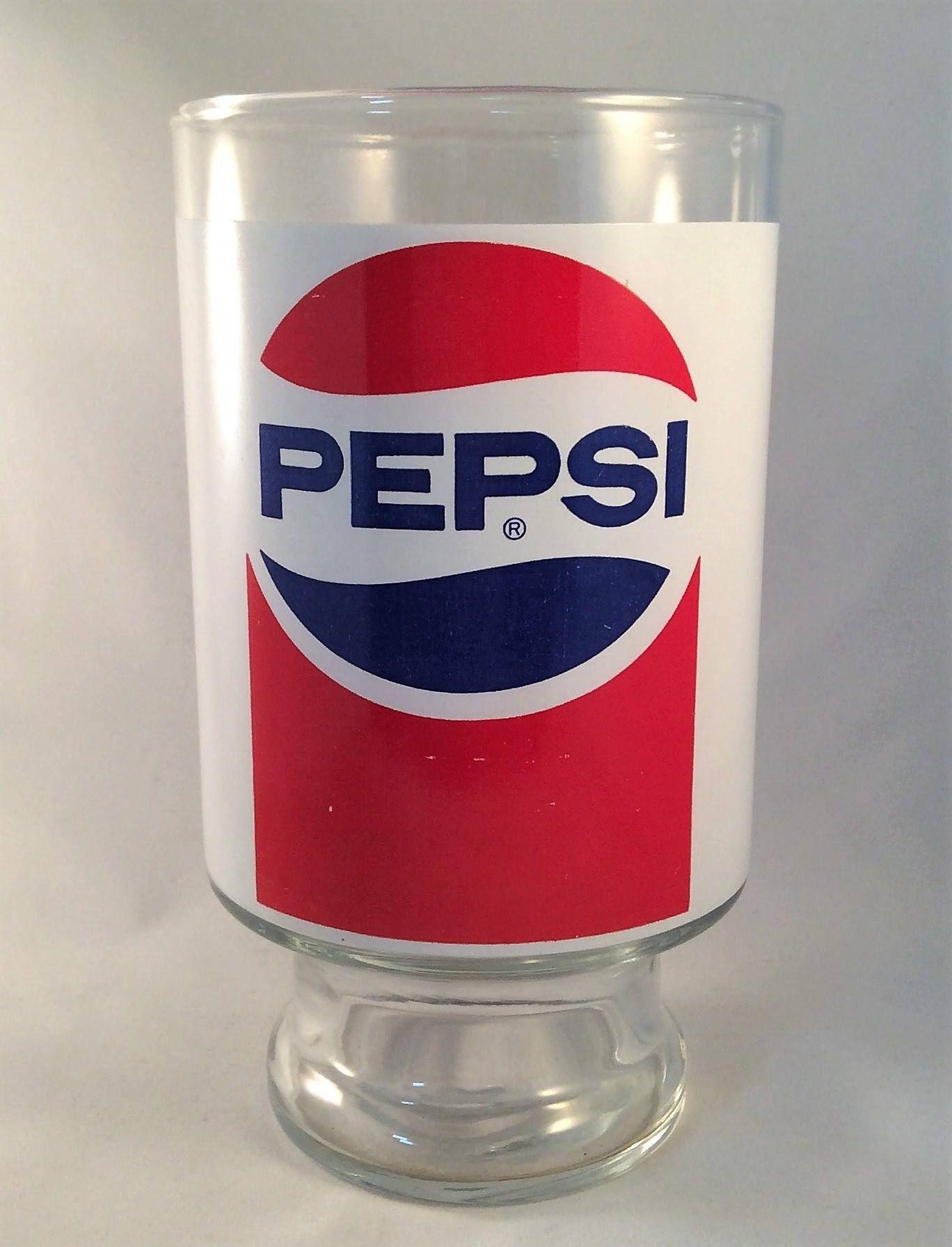 Blue Pepsi Cola Logo - ON SALE: Vintage Pepsi-Cola Logo Large and Wide Footed Drinking ...