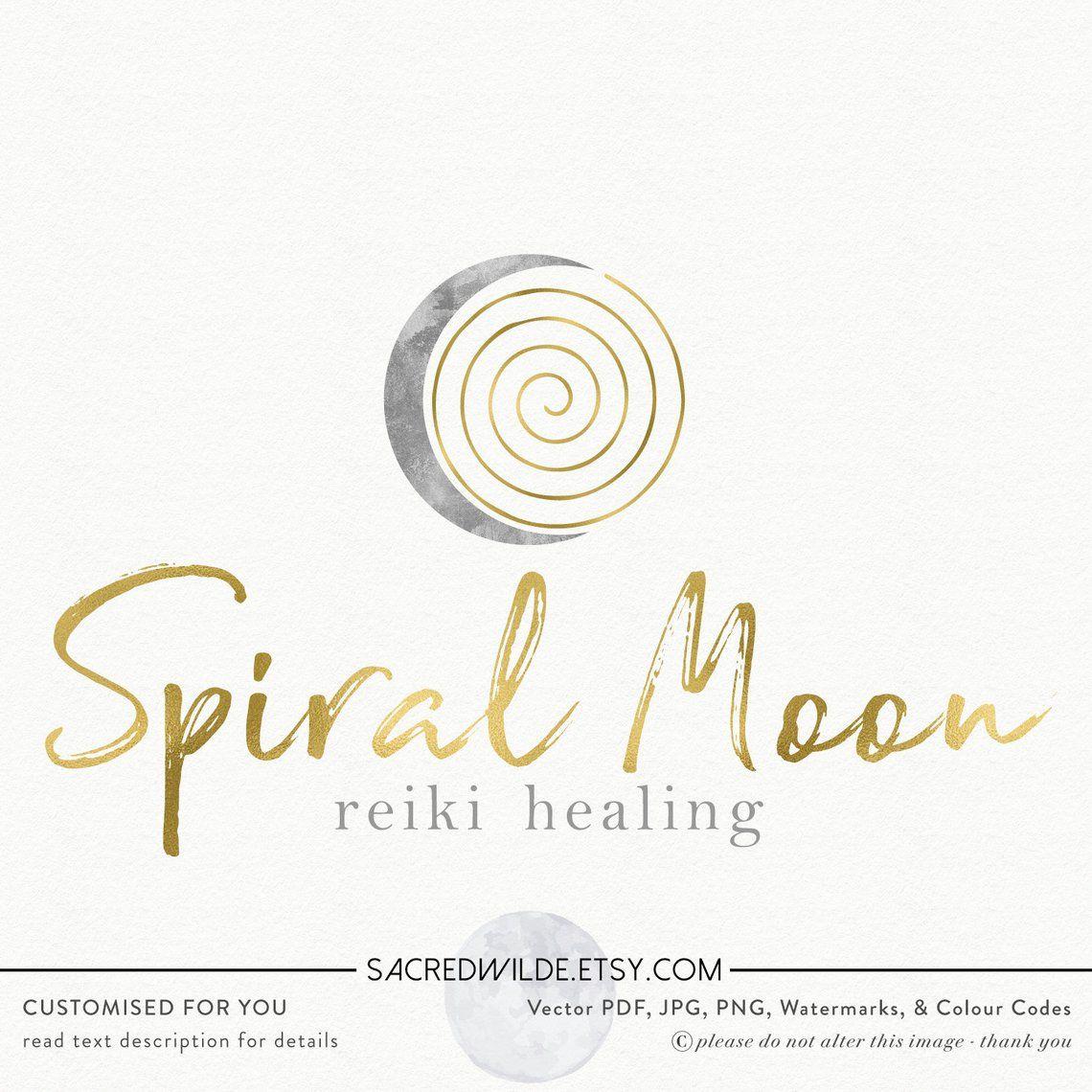 Gold Spiral Logo - Spiral Moon Logo Crescent Moon Logo Spiral Logo Moon | Etsy