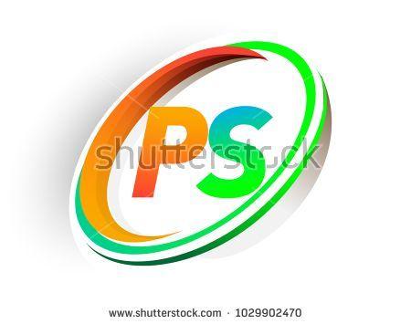 Orange PS Logo - initial letter PS logotype company name colored orange and green ...
