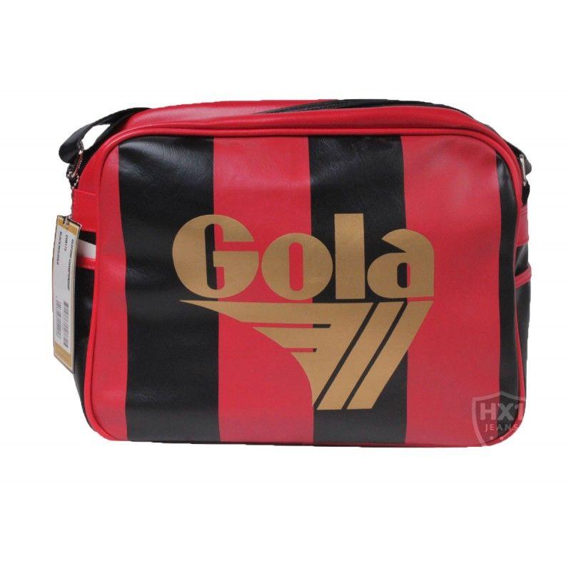Black Red and Gold Logo - Designer Gola Satchel Shoulder Bag Black And Red With Gold Logo