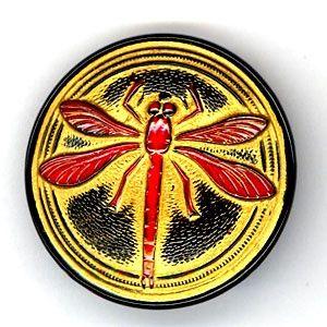 Black Red and Gold Logo - Dragonfly Buttons, Red and Gold. Jannette's Rare Yarns