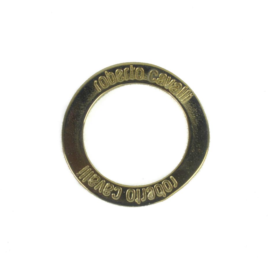 Gold Spiral Logo - Roberto Cavalli Gold Spiral Face Logo Etched Circular Scarf Ring ...