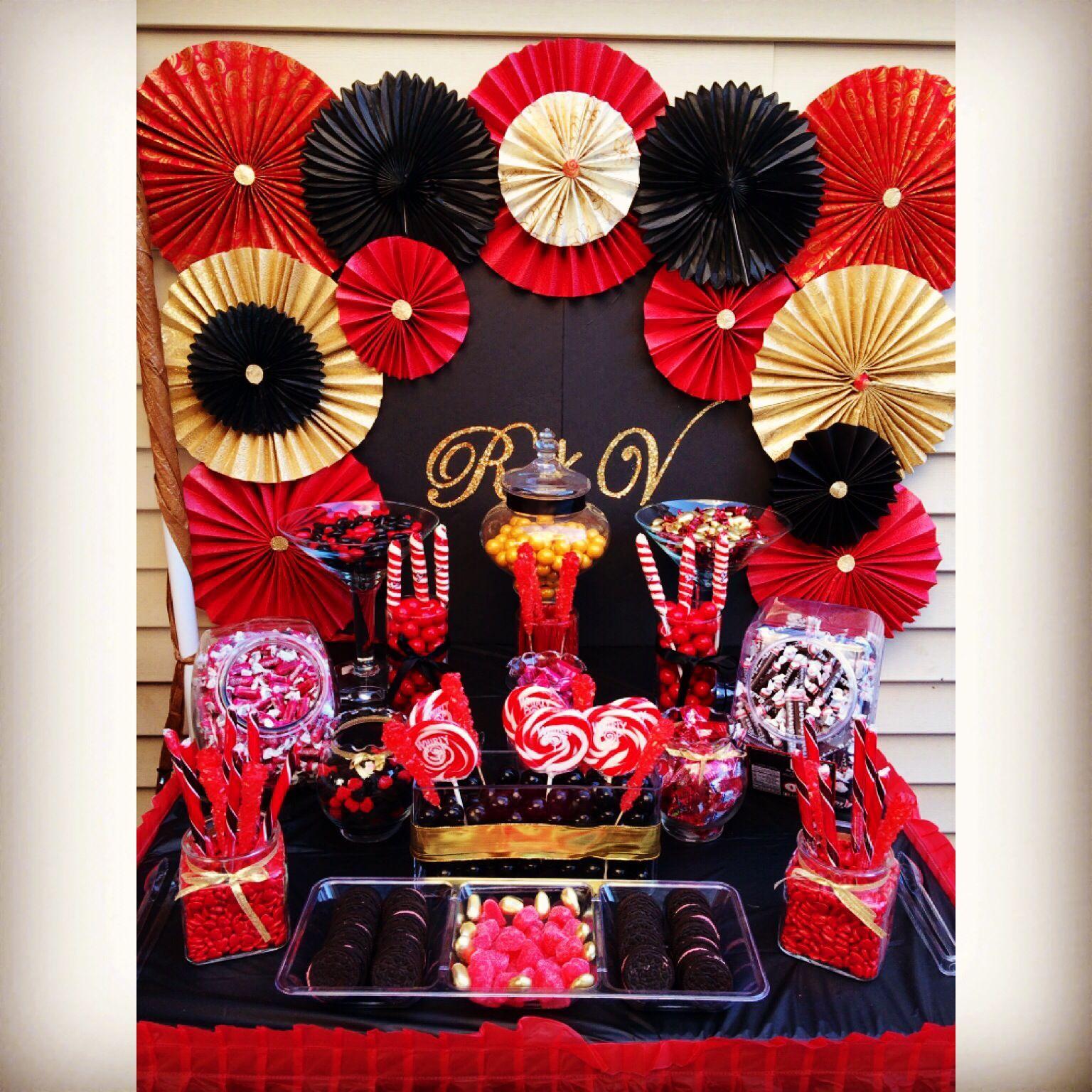 Black Red and Gold Logo - Black, Red And Gold Candy Table. Candy Dessert Buffet Table In 2019
