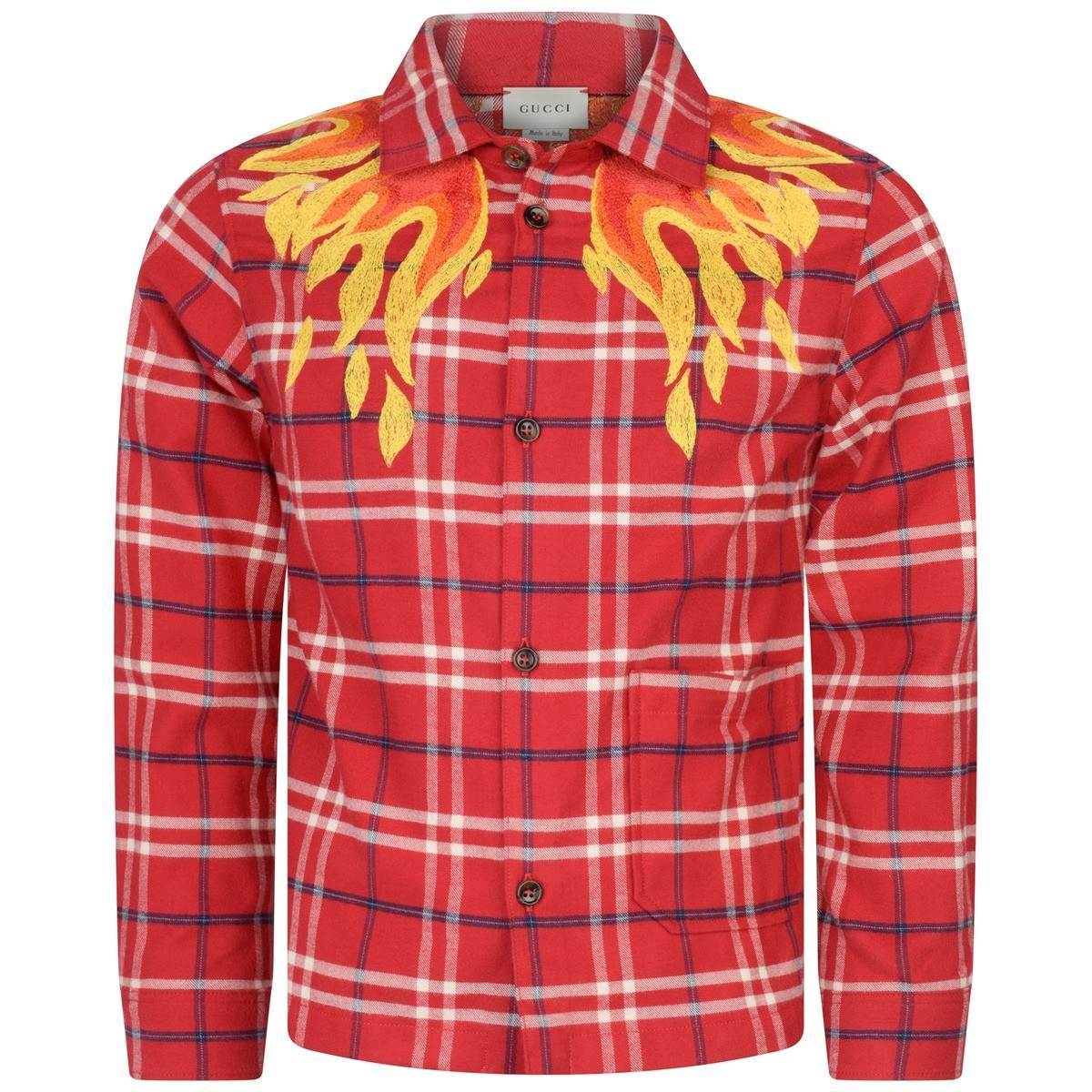 Red Check Clothing Logo - GUCCI *EXCLUSIVE* Boys Red Check Shirt